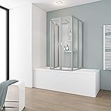 Schulte Duschabtrennung faltbar für Badewanne 70-80 cm, einfacher Aufbau, Kunstglas Softline hell, alunatur, langlebig, D1700 01 01