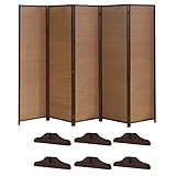 Raumteiler Trennwand, Paravent Raumtrenner Paravents Für Schlafzimmer Raumteiler 3 4 5 6 Paneele, Freistehend Klappbar Trennwand Mit Füßen, Balkon Bambus Sichtschutzwand (Color : 5 Panel, Size : Tal