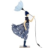 Mummeta Skitso Larry Puppe mit Regenschirm h Figur 64 cm h mit Lampenschirm 85 cm aus Holz und recycelten Stoffen