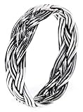 WINDALF Geflochtener Wikingerring ZÄERA h: 0.5 cm Flecht-Muster handgeschmiedet 925 Sterlingsilber (Silber, 52 (16.6))
