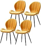 Samt-Esszimmerstuhl-Set mit 4 Esszimmerstühlen, skandinavisches Design, Sessel für Büro, Lounge, Esszimmer, Küche (Color : Yellow)