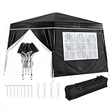 OK-Living Faltpavillon 3x3m Pop-up Pavillon mit Tasche und Seitenwänden faltbar Partyzelt Gartenpavillon Anthrazit