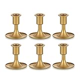 Romadedi Kerzenständer Kerzenhalter Gold Stabkerzen - 6er Set Kerzen Ständer Metall Klein für Eisen Vintage Retro für Hochzeit Thanksgiving Weihnachten Deko Advent Tischdeko