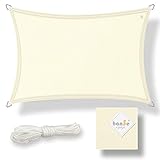 hanSe Sonnensegel rechteckig, Segeltuch Rechteck, 5x6m in Creme, aus Polyester, wetterbeständig, mit UV Schutz und Sonnenschutz, für Garten, Balkon und Terrasse