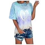 Caixunkun Activewear-T-Shirts für Damen partyoutfits t Shirt Italia Herren Women's Casual Printed Blouses Round Neck Short Sleeve Loose Tops, Kurzarm H62 - Blue