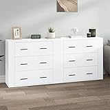 Tidyard 2 STK. Sideboard Schubladenschrank Beistellschrank Anrichte Standschrank Komoden mit Schubladen Mehrzweckschrank Holzwerkstoff Weiß