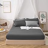 Mohap Spannbettlaken Grau, 100% Weiche Mikrofaser, 180 x 200 x 30 cm, Hohe Qualität Spannbetttuch 120g/m²