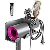 TENXSNUG Föhnhalter Wand Ohne Bohren, Aluminium Haartrocknerhalter, Selbstklebender Föhn Halterung mit Box und Haken zur Aufbewahrung von Haartrockner, Kabel, Stylingzubehör, Grau