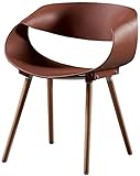 Küche Esszimmerstühle moderner Freizeit-Plastikstuhl Holzbeine Rückenlehne Stuhl (Color : Brown)