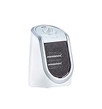EWT Keramik-Heizlüfter DDF 250 W, kompaktes Tischgerät mit USB-Anschluss & Thermostat, Ladefunktion fürs Smartphone, Heizgerät mit LED Beleuchtung, stufenlos einstellbar, 250 W, Weiß