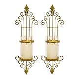 2 Stück Wandleuchter-kerzenhalter, Wanddekoration Aus Goldenem Metall Im Antik-Stil Für Wohnzimmer, Badezimmer, Esszimmer