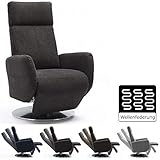 Cavadore TV-Sessel Cobra / Fernsehsessel mit Liegefunktion, Relaxfunktion / Stufenlos verstellbar / Ergonomie M / Belastbar bis 130 kg / 71 x 110 x 82 / Grau