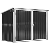 Outsunny Mülltonnenbox Gerätebox Müllbox Storer für 2 Mülltonnen abschließbar Stahl Schwarz 178,5 x 104,5 x 128,5/113 cm