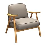 SFXYOYBT Leder Sessel Wohnzimmer，Mid-Century Moderner Akzent Stuhl Sessel, Holzrahmen Arm Stuhl Kunstleder Moderner Lounge Stuhl Für Wohnzimmer Schlafzimmer Balkon(Color:Hellgrau)