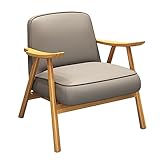 SFXYOYBT Leder Sessel Wohnzimmer，Mid-Century Moderner Akzent Stuhl Sessel, Holzrahmen Arm Stuhl Kunstleder Moderner Lounge Stuhl Für Wohnzimmer Schlafzimmer Balkon(Color:Hellgrau)