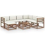 LAPOOH 8-TLG. Garten-Lounge-Set mit Kissen, Balkon Möbel, Gartensofa, Balkonmöbel Set, Terrassenmöbel, Gartenlounge Outdoor, Creme