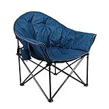 ALPHA CAMP Gepolsterter Faltbarer Campingstuhl Klappstuhl Moon Chair mit Becherhalter, Campingsessel mit Tragetasche bis 150kg für Outdoor, Dunkelblau