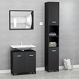 KRHINO Mehrzweck-Beistellschrank für das Badezimmer, 3-teilig, schwarz, platzsparend, platzsparend, platzsparend, für das Waschbecken im Badezimmer