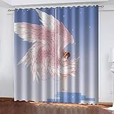 REPWEY Vorhänge Blickdicht Gardinen Wohnzimmer Verdunkelungsvorhang Schlafzimmer Kinderzimmer Thermovorhang 3D Rosa Engelsmädchen Muster Ösenschal 2Er Set Fensterdekoration 220X214cm