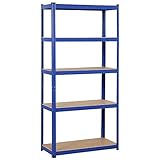 Grafner Schwerlastregal mit 5 verstellbaren Böden aus MDF, maximale Belastung 875 kg, abgerundete Ecken, 180x90x40 cm, pulverbeschichteter Stahl-Korpus, blau, Steckregal, Profi Lagerregal Kellerregal