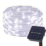 DULEE Solar LED Lichtschlauch Lichterkette Außen 5M 50 LED Wasserdicht Garten Dekorative Lichter,Weiß