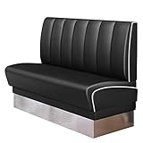 GGMMÖBEL Diner 3 | Dinerbank | B:H 200 x 103 cm | Gestreift | Schwarz | Leder | American Diner Möbel, American Dinerbank