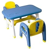 TinyGeeks Kindertisch mit 2 Stühlen Sicher für Kinder - NEU 2023 - Tisch für Kinderaktivitäten/Kinder Tisch Stuhl Set - Home-Schooling - Sitzgruppe Kinder - Blau und Gelb