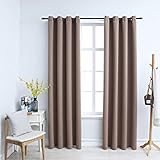 Dioche Verdunkelungsvorhänge mit Metallringen, blickdicht, für Wohnzimmer, modern, mit Ösen, blickdicht, mit Metallösen, Taupe, 140 x 225 cm, 2 Stück