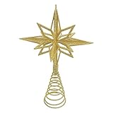 NUOBESTY Weihnachtsbaumstern Toper Weihnachtsbaumtopper Dekor Hollow Stern Tree Topper Metal Stern Weihnachtsbaum Baumwippe für Weihnachten Home Dekoration (Golden)