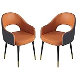 AMENAS Küche und Esszimmer Stühle Moderne Leder Esszimmerstühle Set Von 2 Küche Schlafzimmer Hochzeitszimmer Balkon Sofa Stuhl Ankleidetisch Make up Stuhl (Color : Orange+Dark Grey)