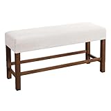 JHLD Jacquard Universal-Bezug Für Esszimmer-Bank, Elastische Abnehmbar Dining Bench Cover Waschbarer Esszimmer Bankhussen Anti-Rutsch Möbelschutz Für Wohnzimmer Schlafzimmer-Weiß-Medium