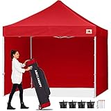 ABCCANOPY Pop-Up Pavillon Festival Sonnenschutz mit 4 Seitenteilen 3x3M Kommerzielle -Serien,Rot