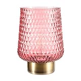 Pauleen 48134 Rose Glamour mobile Tischleuchte Glas Tischlampe Timerfunktion 6H Batterie Glaslampe ohne Kabel Rosa Glas/Metall