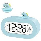 DTKID Kinder Wecker Digital,Neue Digital Wecker für Mädchen und Jungen,Batteriebetriebene Wecker mit LCD-Display,Dinosaurier Taste,Snooze,Datum und Temperatur,für Schlafzimmer