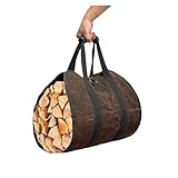 Holzkorb für Kaminholz Übergroße Segeltuch-Brennholztasche Log Camping Outdoor Camping Halter Tragetasche Aufbewahrungstasche Segeltuchtasche Leinen-Tragetasche für Brennholz