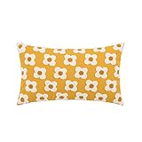 AKCHDZAW Kissenbezug Romantische Blumenkissenbedeckung Rosa Lila Gelbgrüne Kissenabdeckung Für Heimdekoration Wohnzimmer Schlafzimmer Sofa-Mustard 30X50Cm