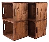 Obstkisten-online 4 Kisten für Kallax Regale Fachelement aus Holz für Regale - auch einzeln schöne Deko - 32x37,5x32,5cm (Used Farbton)