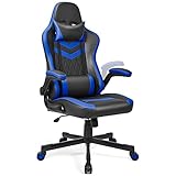 Asukale Bürostuhl ergonomisch 150kg mit klappbaren armlehnen, PC Gaming Stuhl mit breite sitzfläche, Schreibtischstuhl, Chefsessel, mit hoher Rückenlehne und hochklappbarer Rollen