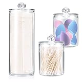 Gaomoeny 3 Stk Wattepadspender, Make-up-Organizer-Set, Wattestäbchen Behälter, Aufbewahrungboxen mit Deckel, Wattepads Kosmetik Aufbewahrung für Badezimmer