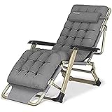 MINDONG HZH Lounge Sessel Zero Gravity Übergroße Klappbar Strandliege Garten Outdoor Terrasse Lounge Sessel mit Baumwollkissen belastbar bis 300kg