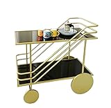 Rollwagen Küchenwagen Servierwagen Eisen-Speisewagen, Büro, Teewagen, Ausstellungsraum, Weinstation, Zuhause, Esszimmer, Glasregal Küchenrollwagen Regalwagen ( Color : Gold , Size : 60*35*75cm )