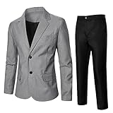 Anzug Herren Anzug 2 Teilig Slim Fit Herrenanzug Hochzeit Anzüge Herren Modern Sakko für Business(Grey,S)