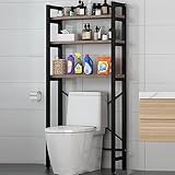 XIAOZHUANGXIONG Badezimmerschrank Organizer Regal, Mutiges Vierkantrohr, Starke Tragfähigkeit, Platz Sparen, Es Stehen Verfügung, Freistehender Toilettenständer (Color : Black-Antique Oak, SI