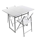 Versa Andrea Tisch und zwei Stühle für Küche, Terrasse, Garten, Balkon oder Esszimmer, Tisch und Stühle, , Maßnahmen (H x L x B) 80 x 70 x 100 cm, Metall und PVC, Farbe: Weiß