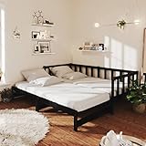 UYSELA Home Sets mit ausziehbarem Tagesbett schwarz Kiefer massiv 2x