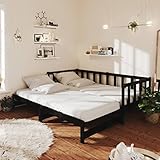 TALCUS Möbel mit ausziehbarem Tagesbett schwarz massiv Kiefer 2x