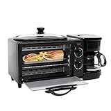 Futchoy 3 in 1 Miniofen Multifunktionaler 9L Mini-Backofen mit 600ml Kaffeemaschine für Büros und Wohnräume