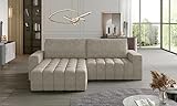 Froschkönig24 Bonett Ecksofa 250 x 175 cm Beige (Kunstleder), Ausführung:Links