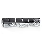 Festnight gartenlounge Metall gartensofa Metall Balkon Lounge Metall Lounge gartenmöbel Set Metall ecklounge Outdoor Metall Outdoor Sitzbank Garten -8-TLG-Weiß