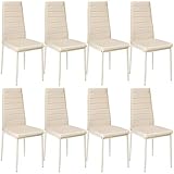 TecTake 800881 8er Set Esszimmerstuhl, Kunstleder Stuhl mit hoher Rückenlehne, bis 150 kg belastbar, 41 x 45 x 98,5 cm (8X Beige | Nr. 404122)